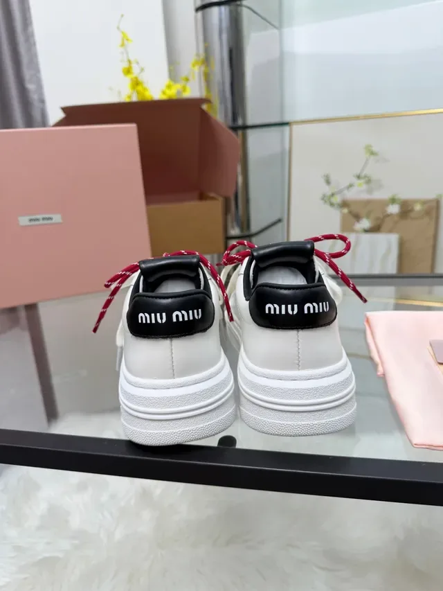 Miu Miu Wander 白红双拉链生活方式运动鞋 3