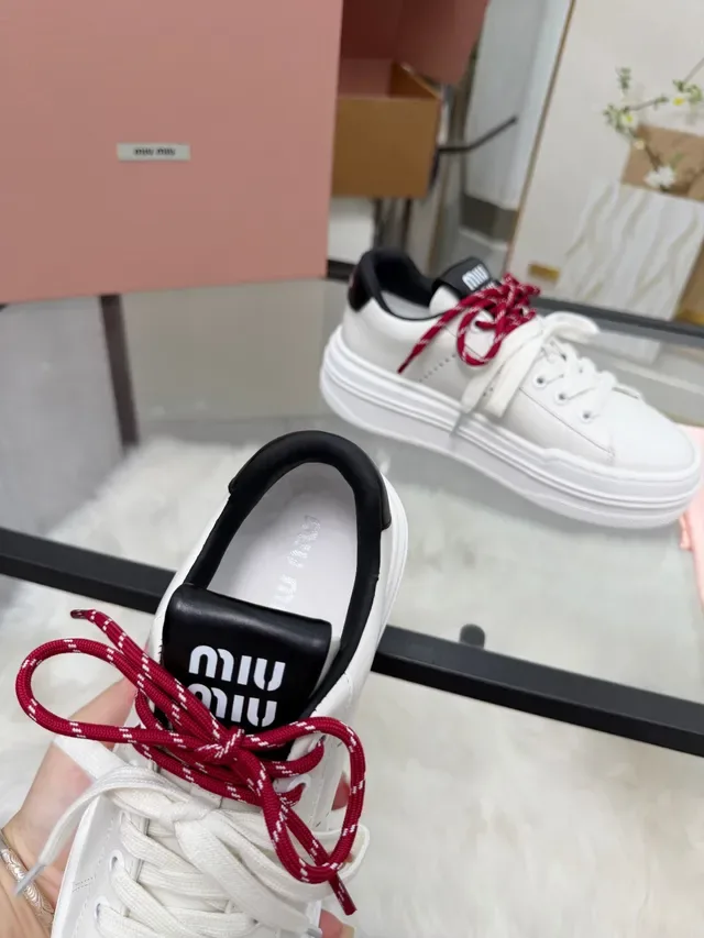 Miu Miu Wander 白红双拉链生活方式运动鞋 4
