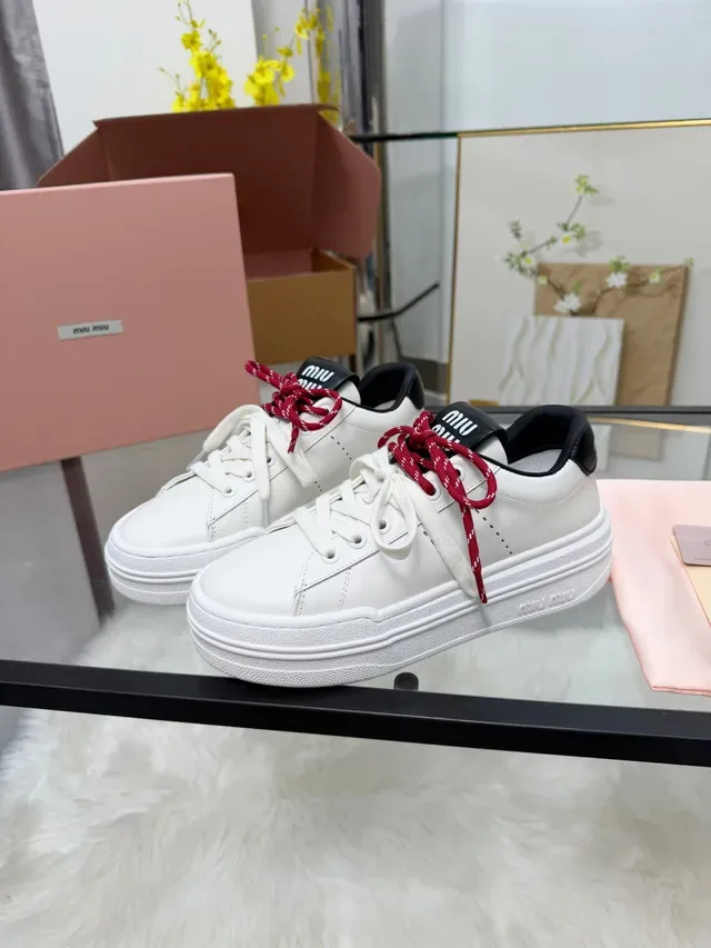 Miu Miu Wander 白红双拉链生活方式运动鞋 5