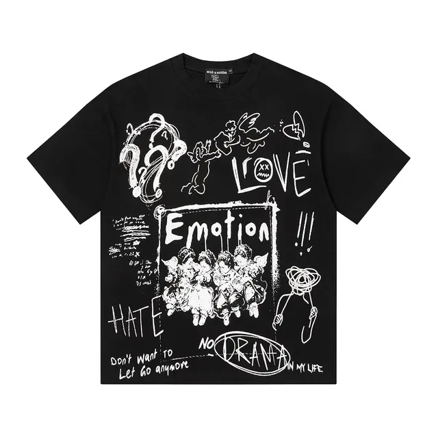 Mixed Emotion Emotion Hate Love No Drama Graphic T-Shirt 8