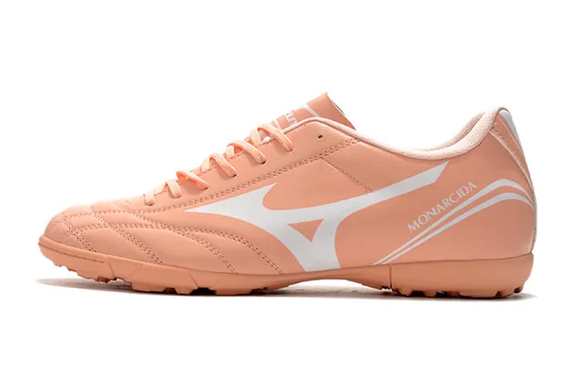 Mizuno Zapatos de fútbol indoor de cuero sintético negro y rojo, low-cut, con cordones y parte superior de cuero sintético 21