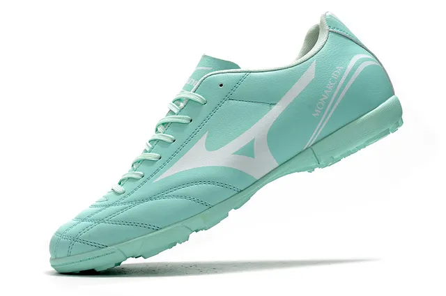 Mizuno Zapatos de fútbol indoor de cuero sintético negro y rojo, low-cut, con cordones y parte superior de cuero sintético 23