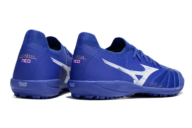 Mizuno Blue Silver Low-Cut Knit Collar Synthetic Textured Upper Artificial-Grass Soccer Shoes 5