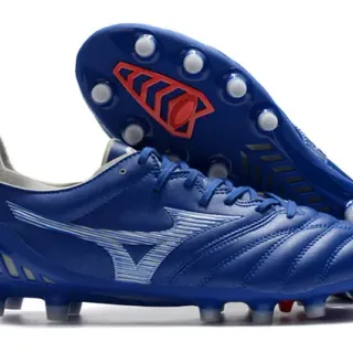 Mizuno Morelia Neo Blue White Red Firm-Ground Soccer Shoes