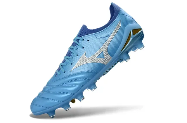 Mizuno Morelia Neo Light Blue Silver Gold Zapatos de fútbol Firm-Ground 3