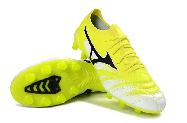 Mizuno Yellow White Low-Cut Synthetic Upper Molded Conical Studs Firm-Ground Soccer Shoes 4