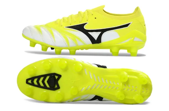 Mizuno Yellow White Low-Cut Synthetic Upper Molded Conical Studs Firm-Ground Soccer Shoes 6