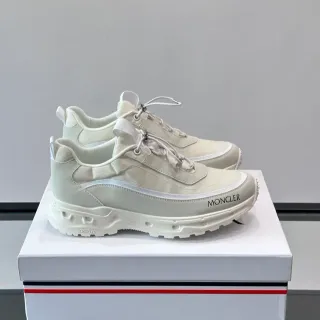 Moncler Beige White Monochrome Sculpted Chunky Sole Sneakers