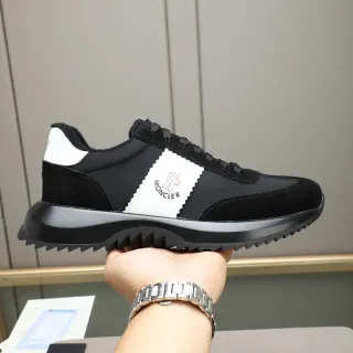 Moncler Lifestyle Sneaker Black and White Suede Textile Low-Top Sneaker