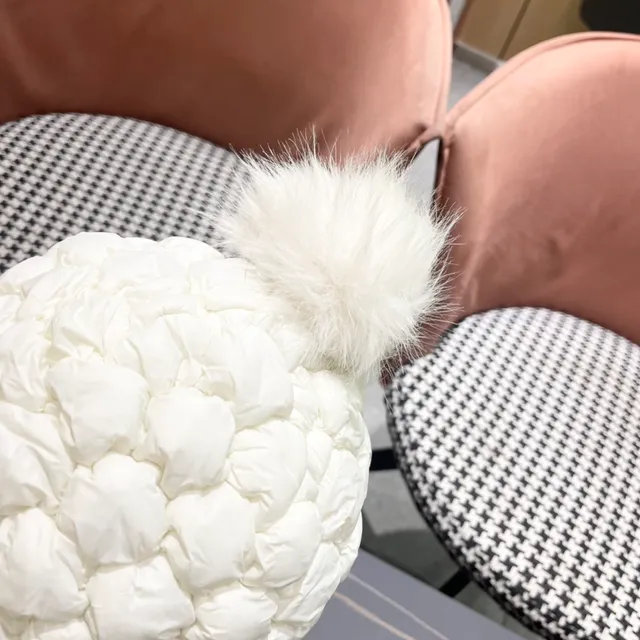 Moncler White Fur-Trimmed Knitted Beanie 7