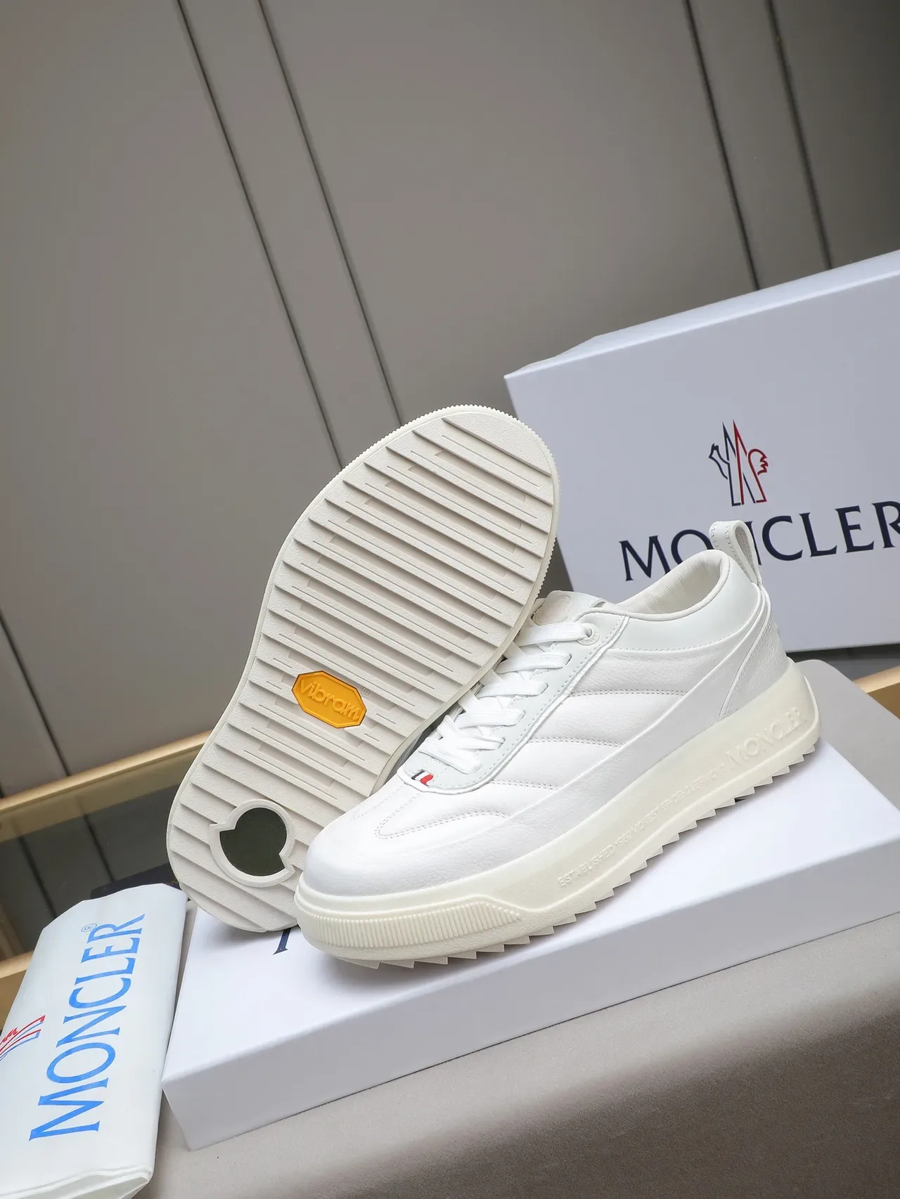 Moncler White Leather Platform Sneaker 5