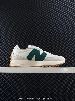 New Balance 327 Off-White and Green Lifestyle Sneakers 2
