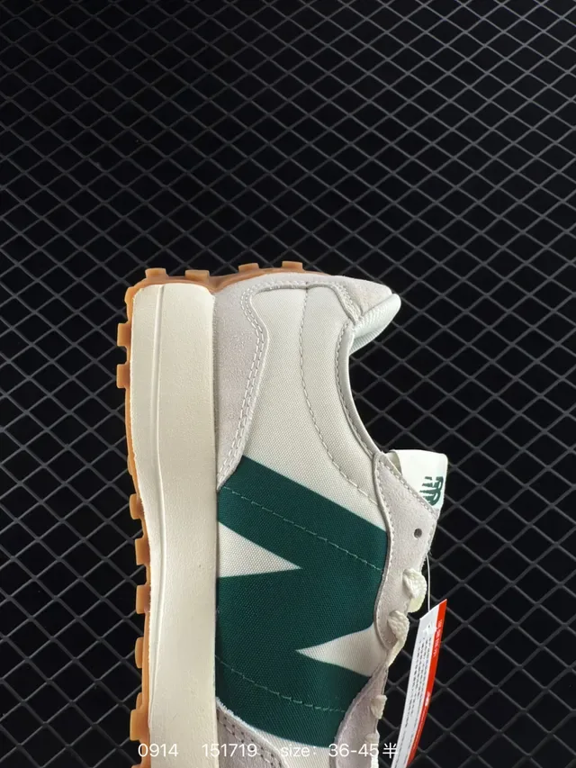 New Balance 327 Off-White and Green Lifestyle Sneakers 5