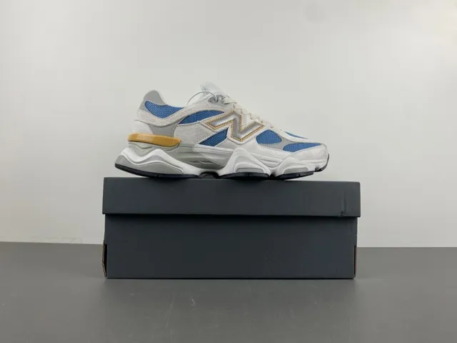 New Balance 9060 White Blue Tan tênis com sola grossa 14
