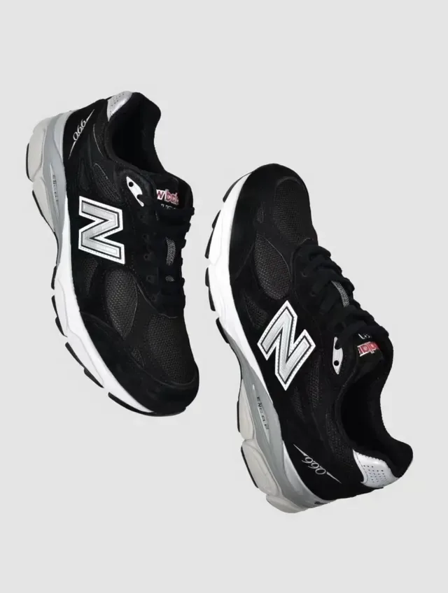 New Balance 990 Noir Blanc Daim et Maille ENCAP Semelle Intermédiaire Sneakers Lifestyle 3