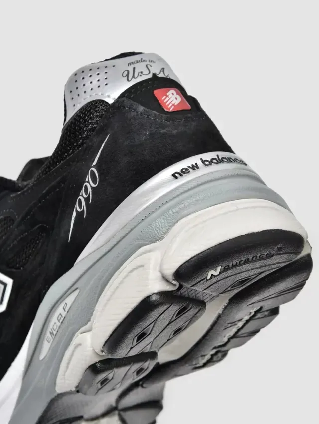 New Balance 990 Noir Blanc Daim et Maille ENCAP Semelle Intermédiaire Sneakers Lifestyle 7