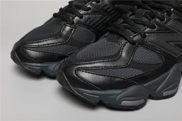 New Balance أسود رمادي أحادي اللون طبقة شبكية وصناعي علوي حذاء رياضي أسلوب حياة 4