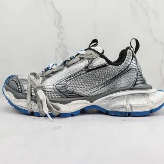 New Balance Cinza Azul Sola Plataforma Malha E Construção De Superposição Sintética Tênis Chunky