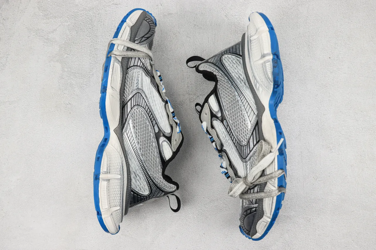 New Balance Cinza Azul Sola Plataforma Malha E Construção De Superposição Sintética Tênis Chunky 2