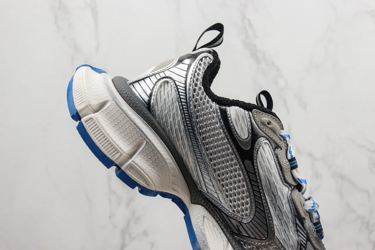 New Balance Cinza Azul Sola Plataforma Malha E Construção De Superposição Sintética Tênis Chunky 5