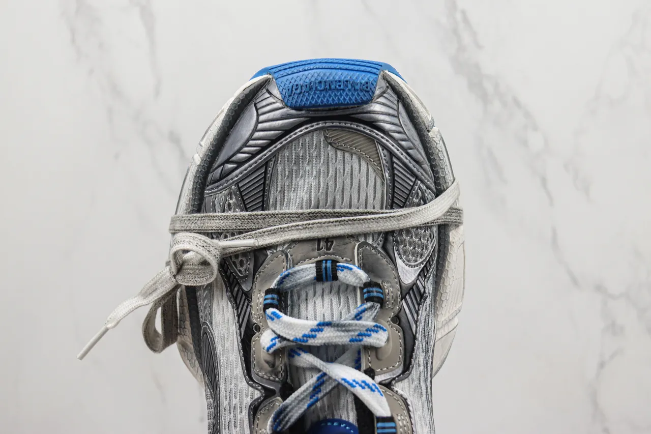 New Balance Cinza Azul Sola Plataforma Malha E Construção De Superposição Sintética Tênis Chunky 6