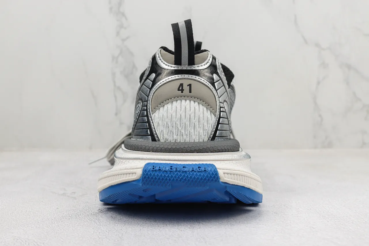 New Balance Cinza Azul Sola Plataforma Malha E Construção De Superposição Sintética Tênis Chunky 9