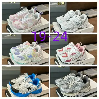 New Balance 粉白厚底中底 网面-合成混合鞋面 生活方式运动鞋