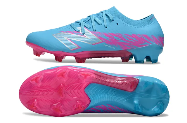New Balance Speed Ctrl Stu azul claro rosa sapatos de futebol para terreno firme 6