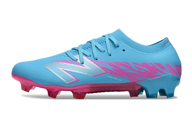 New Balance Speed Ctrl Stu azul claro rosa sapatos de futebol para terreno firme 7