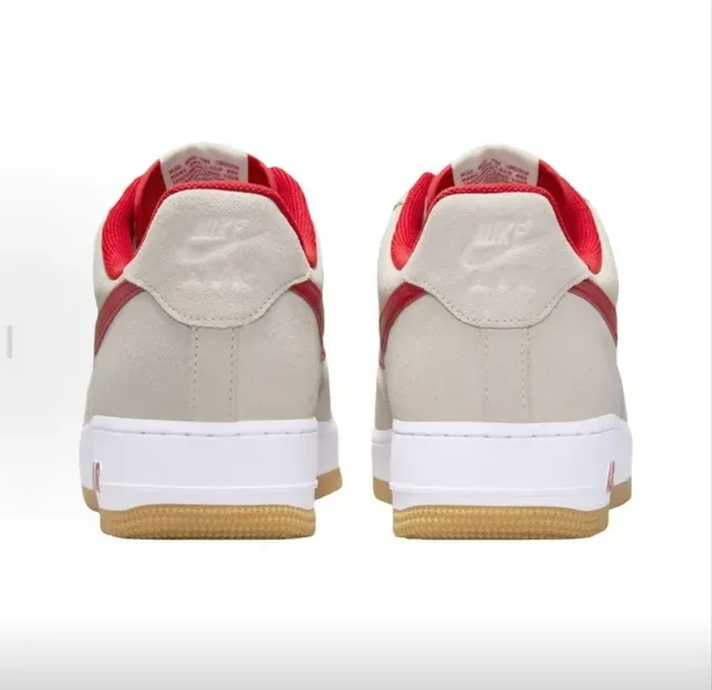 Nike Air Force 1 Beige and Red Lifestyle Sneakers 3