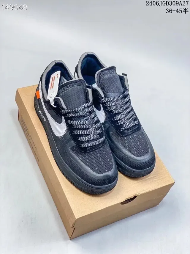 Nike Air Force 1 Preto Prateado Laranja Detalhe de zíper industrial Tênis lifestyle 7