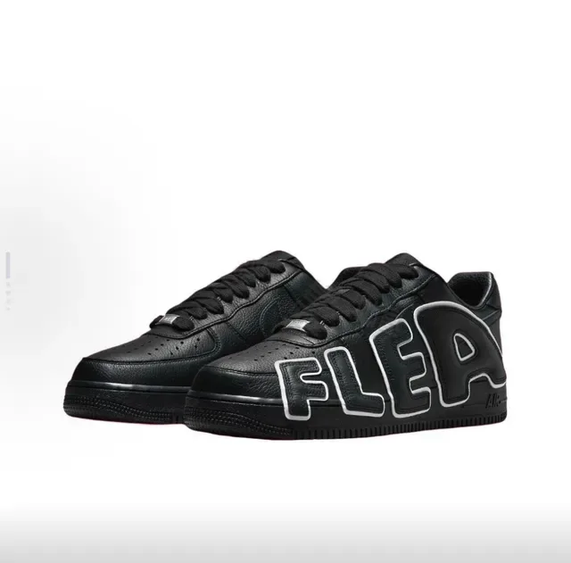 Nike Air Force 1 Black White Leather Upper Oversized Raised Lettering Lifestyle Sneakers 4