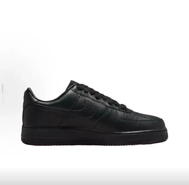 Nike Air Force 1 Black White Leather Upper Oversized Raised Lettering Lifestyle Sneakers 5