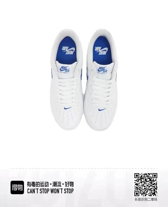 Nike Air Force 1 White and Royal Blue Lifestyle Sneakers 3