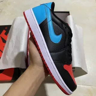 Nike Air Jordan 1 Low أسود سيان أحمر حذاء أسلوب الحياة