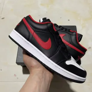 Nike Air Jordan 1 Low أسود أحمر أبيض حذاء رياضي أسلوب حياة