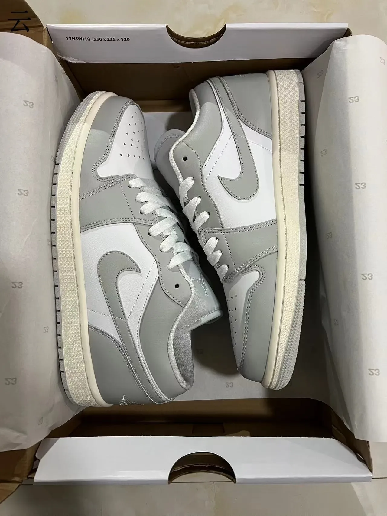 Nike Air Jordan 1 Low Gray and White Lifestyle Sneakers 9