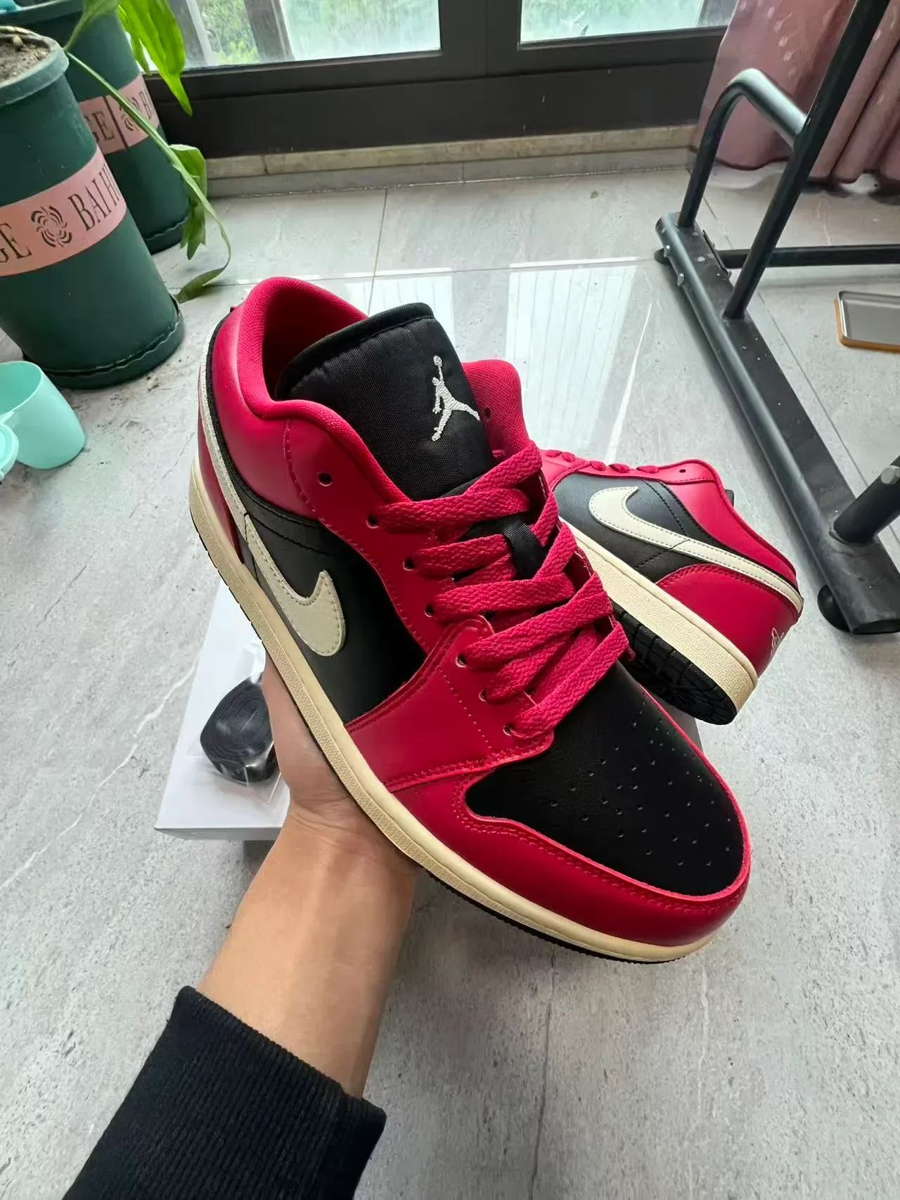 Nike Air Jordan 1 Low Red Black Cream Lifestyle Sneakers 2