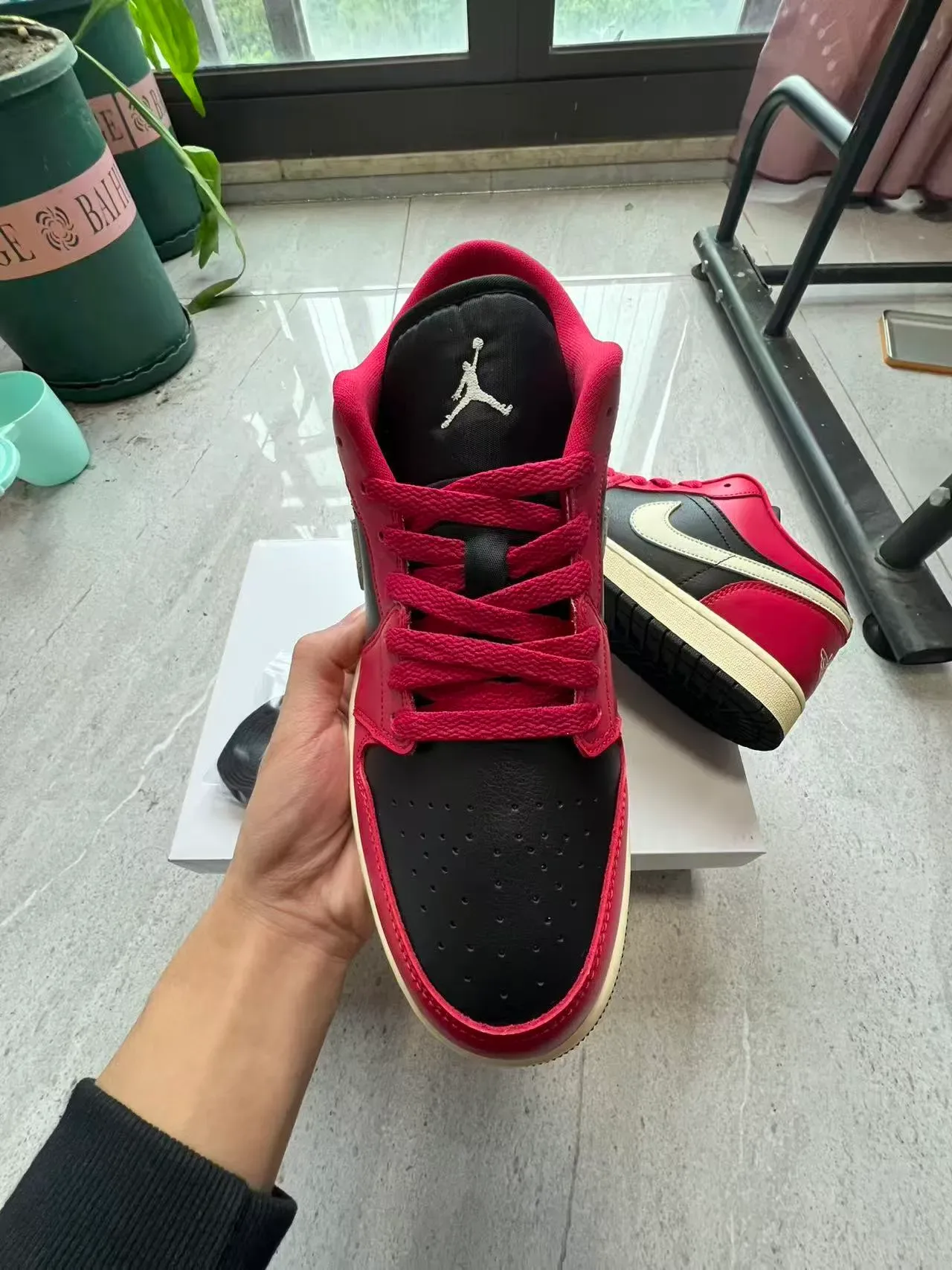 Nike Air Jordan 1 Low Red Black Cream Lifestyle Sneakers 3