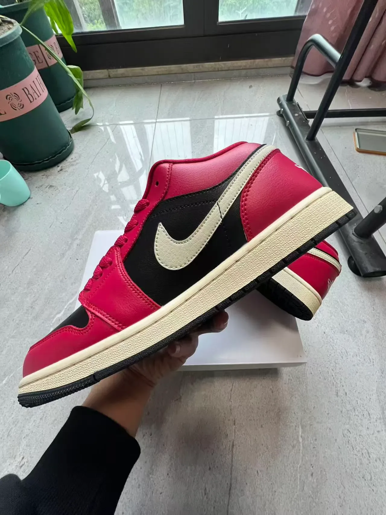 Nike Air Jordan 1 Low Red Black Cream Lifestyle Sneakers 5