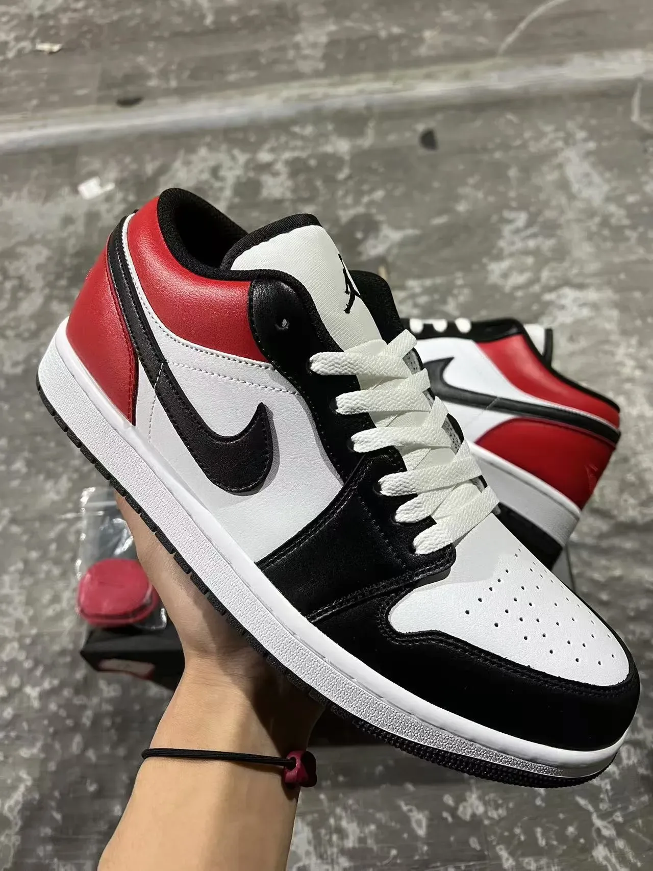 Nike Air Jordan 1 Low Red Black White Lifestyle Sneakers 2