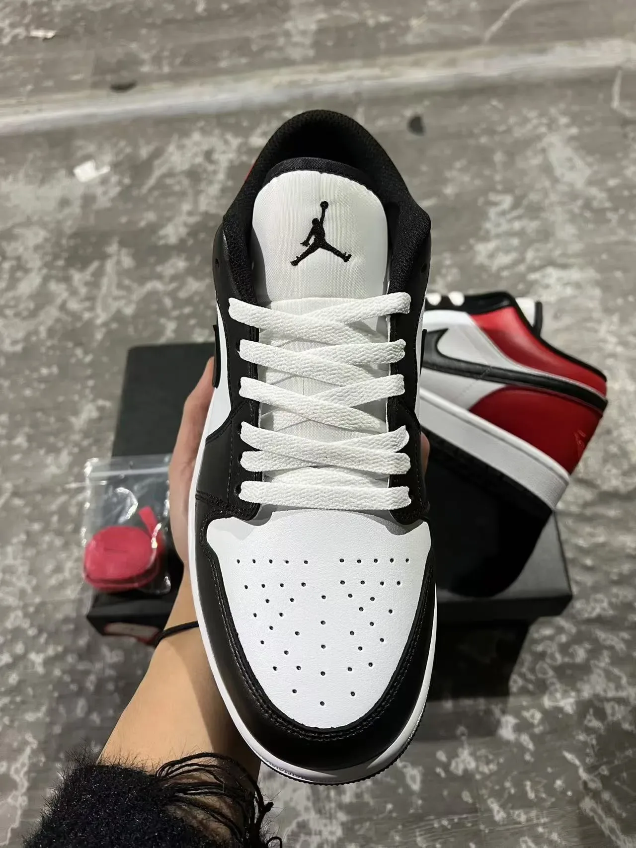 Nike Air Jordan 1 Low Red Black White Lifestyle Sneakers 3