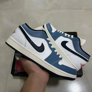 Nike Air Jordan 1 أبيض أزرق أسود نمط الحياة سنيكرز