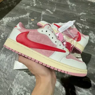 Nike Air Jordan 1 أبيض وردي أحمر حذاء رياضي للاستخدام اليومي