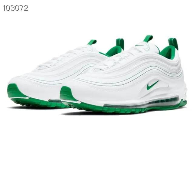 Nike Air Max 97 White and Green Lifestyle Sneakers 5