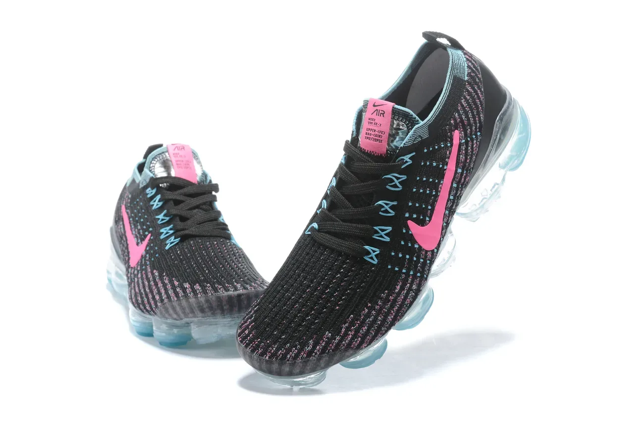 Nike Air VaporMax Flyknit أسود وردي سيان لايف ستايل سنيكرز 2