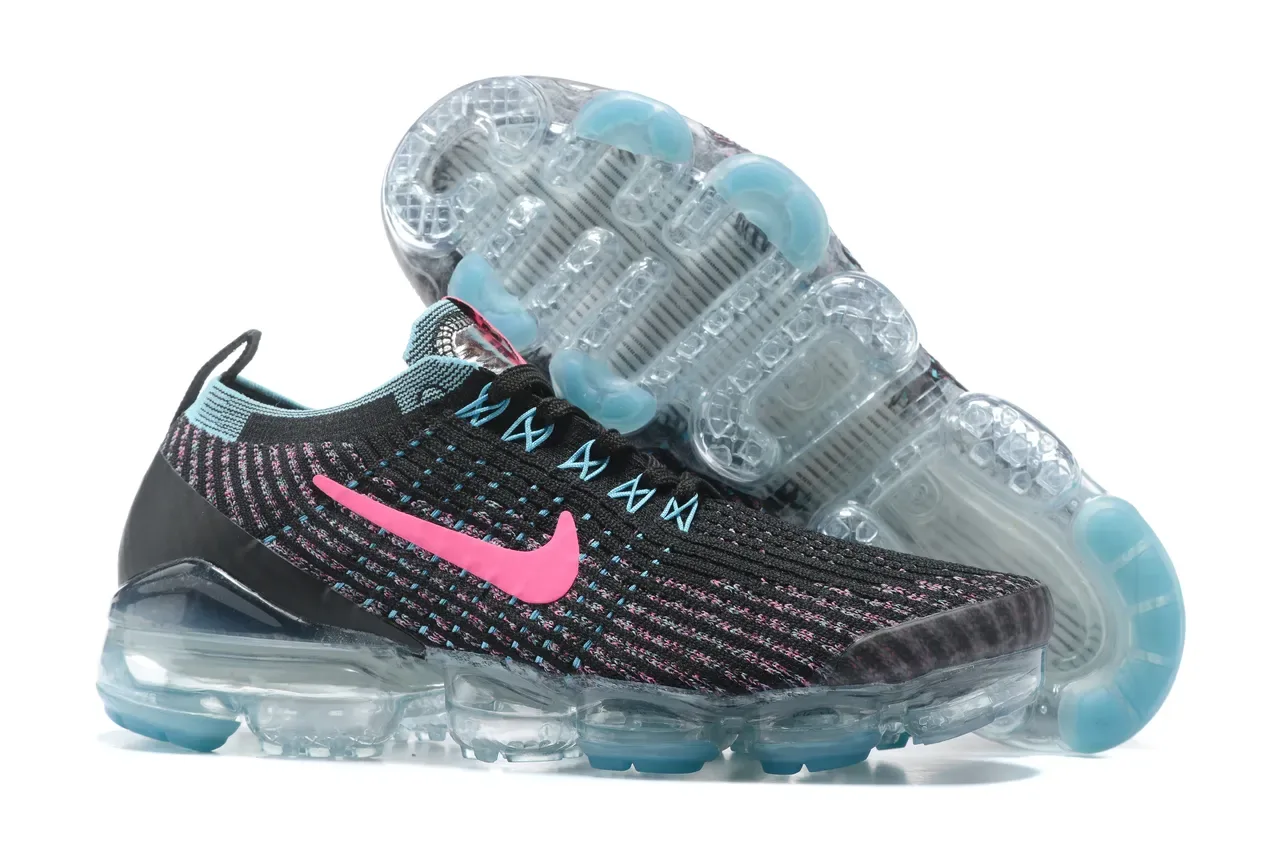 Nike Air VaporMax Flyknit أسود وردي سيان لايف ستايل سنيكرز 3