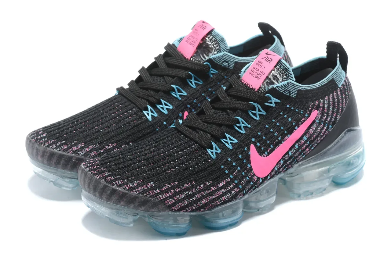 Nike Air VaporMax Flyknit أسود وردي سيان لايف ستايل سنيكرز 4