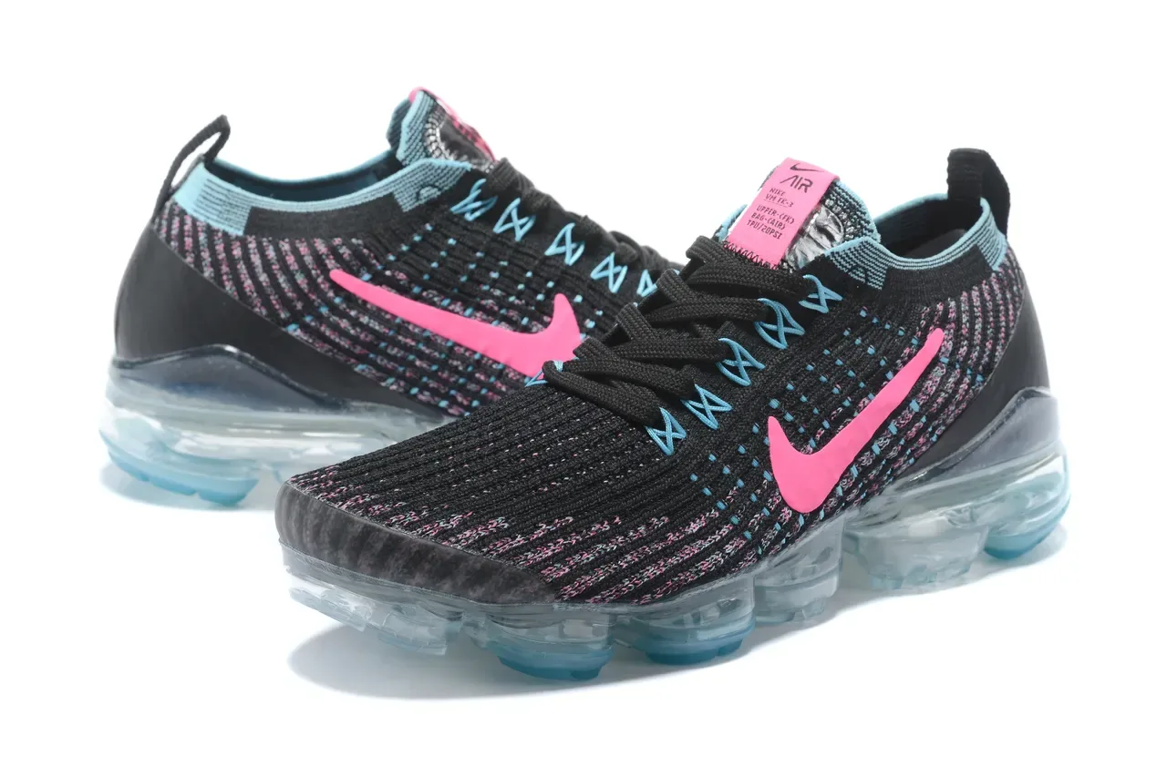 Nike Air VaporMax Flyknit أسود وردي سيان لايف ستايل سنيكرز 5