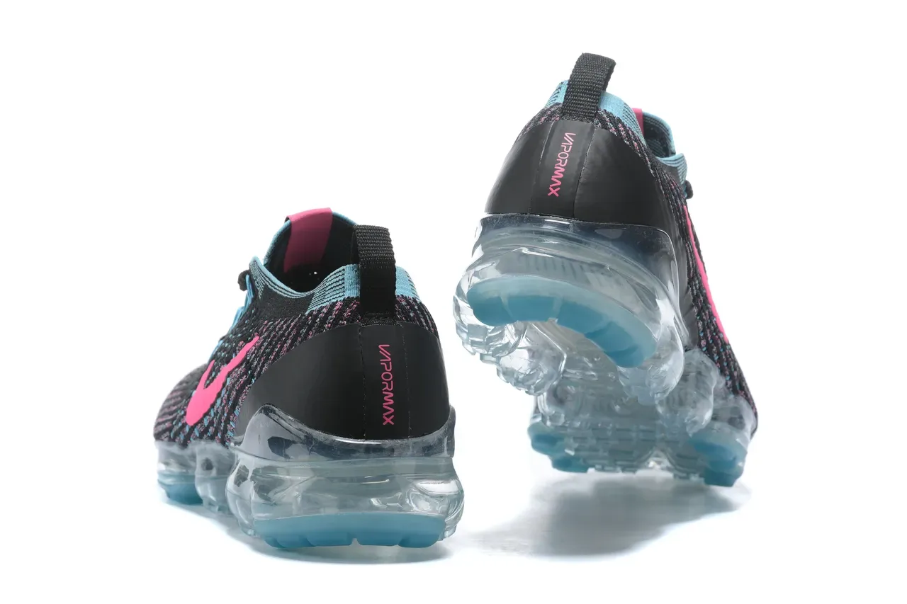 Nike Air VaporMax Flyknit أسود وردي سيان لايف ستايل سنيكرز 6